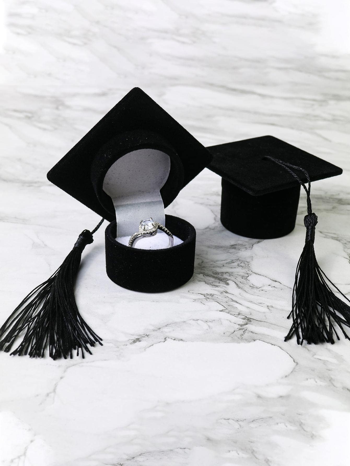 黑色醫生帽形首飾盒適用於戒指,項鍊,耳環包裝和禮品 - 黑色 - 查看 1