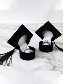 黑色醫生帽形首飾盒適用於戒指,項鍊,耳環包裝和禮品 - 黑色 - 查看 9