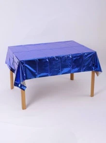 1pc Plastic Disposable Table Cover, Fashionable Royal Blue Rectangle Disposable Tablecloth For Birthday Party - Royal Blue - View 2