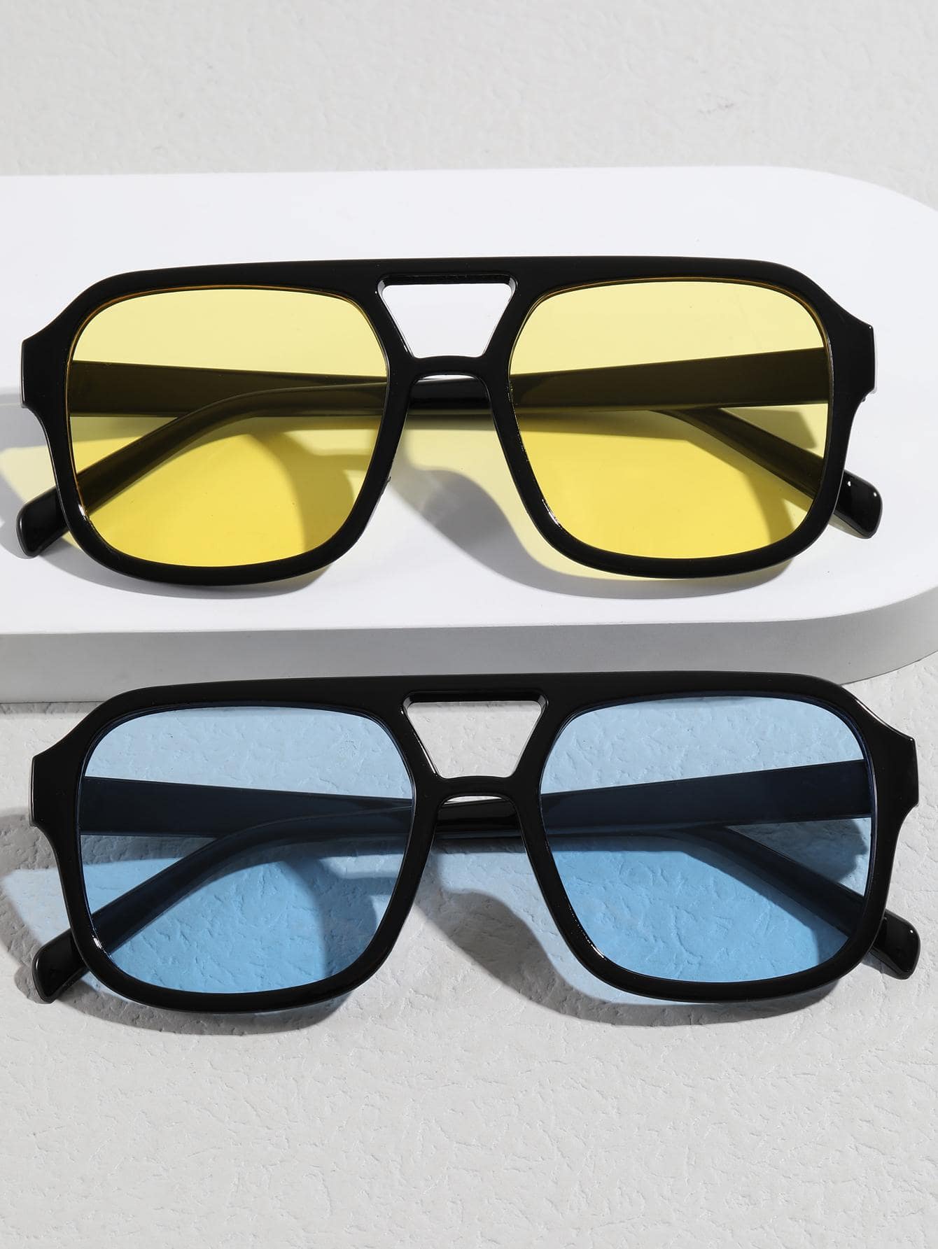 2pairs Men Top Bar Geometric Frame Fashion Glasses For Summer - Multicolor - View 1