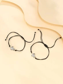 2pcs/set Vintage Zinc Alloy Turtle Decor String Bracelet For Men For Gift, For Jewelry Gift And Party
