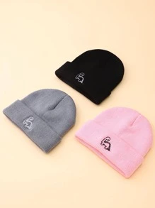 3pcs Bayi Dinosaurus Bordir Knit Beanie - MultiWarna - View 4