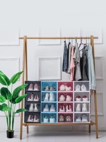 1 Hộp Đựng Giày Bằng Nhựa, Đơn Giản Tổ Chức Đựng Giày Màu Xanh Lá Cây Cho Gia Đình - Màu xanh lam - Xem 3