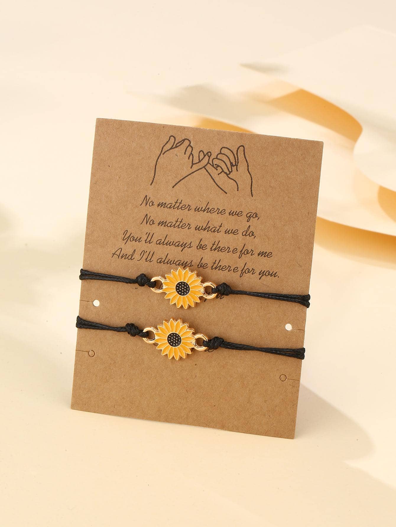 2入組/套時尚鋅合金向日葵裝飾細繩手鏈適合男士適用於朋友們禮品,適用於首飾類禮品和派對