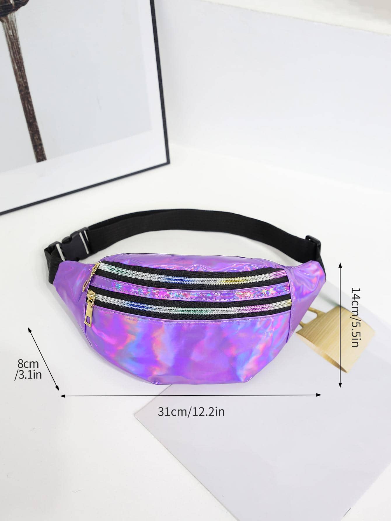 Holographic Double Zipper Waist Bag Funky, Preppy Bum Bag For The First