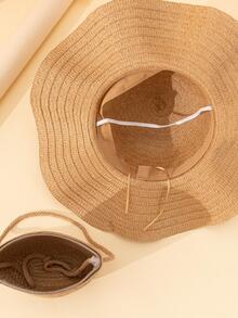 2 szt./zestaw damska tkana torba na ramię i kapelusz przeciwsłoneczny