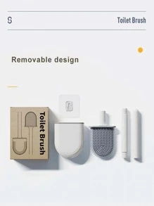 1pc Plastic Toilet Cleaning Brush, Modern Wall Mounted Toilet Brush For Bathroom - White - View 7