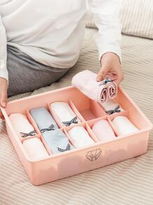 1pc Plastic Clothes Storage Box, Modern Two Tone Storage Box For Home - Pink - View 3