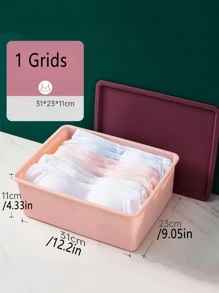 1pc Plastic Clothes Storage Box, Modern Two Tone Storage Box For Home - Pink - View 6