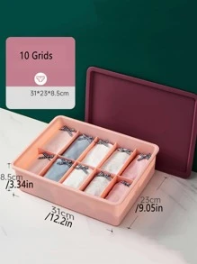 1pc Plastic Clothes Storage Box, Modern Two Tone Storage Box For Home - Pink - View 7