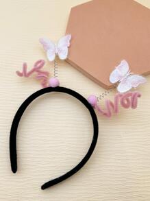 Women Butterfly & Spring Decor Cute Costume Headband For Party - Pink - View 2
