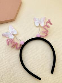 Women Butterfly & Spring Decor Cute Costume Headband For Party - Pink - View 3