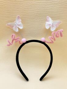 Women Butterfly & Spring Decor Cute Costume Headband For Party - Pink - View 1