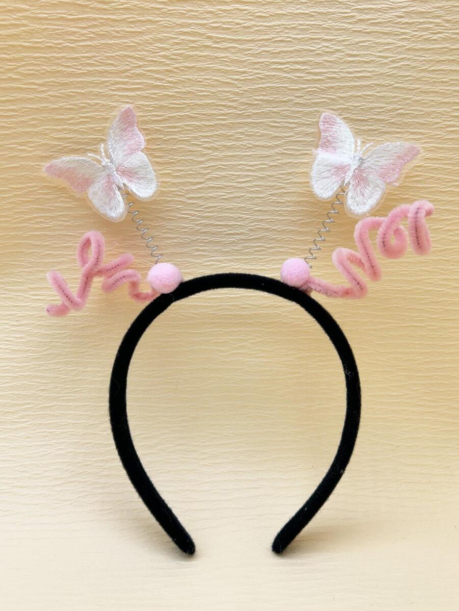 Women Butterfly & Spring Decor Cute Costume Headband For Party - Pink - View 1