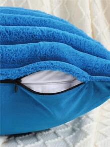 1pc Solid Color Velvet Pillow Cover (Filling Not Included), Modern Flannel Decorative Throw Pillow Case, Home Decor - Royal Blue - View 3