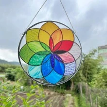 1pc Plastic Wall Hanging, Modern Flower Pattern Round Decor Hanging Decoration For Home - Multicolor - View 1