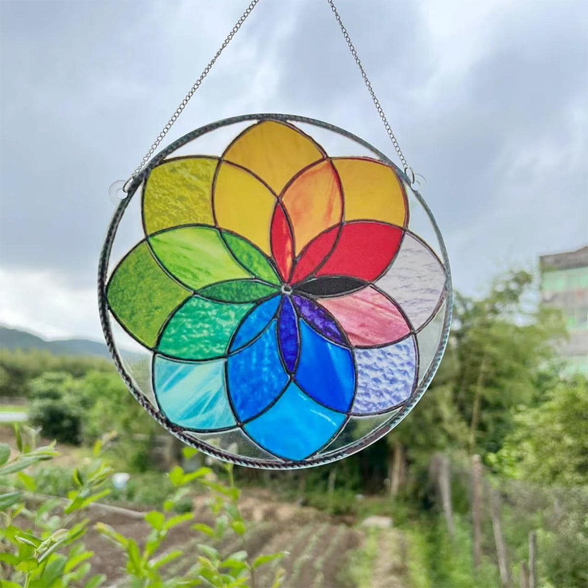 1pc Plastic Wall Hanging, Modern Flower Pattern Round Decor Hanging Decoration For Home - Multicolor - View 1