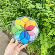 1pc Plastic Wall Hanging, Modern Flower Pattern Round Decor Hanging Decoration For Home - Multicolor - View 2