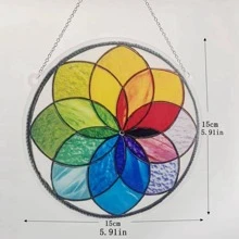 1pc Plastic Wall Hanging, Modern Flower Pattern Round Decor Hanging Decoration For Home - Multicolor - View 4