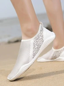 Women Floral Pattern Slip-On Creek Shoes, Mesh Sporty Sneakers