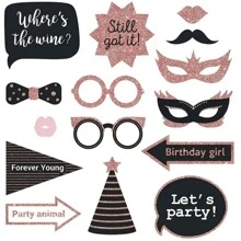 30pcs/Set Paper Photobooth Prop, Creative Glass & Hat Design Photo Booth Accessory For Party,Christmas