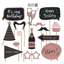30pcs/Set Paper Photobooth Prop, Creative Glass & Hat Design Photo Booth Accessory For Party,Christmas