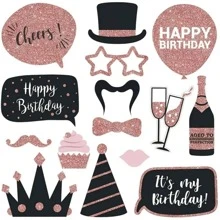 30pcs/Set Paper Photobooth Prop, Creative Glass & Hat Design Photo Booth Accessory For Party,Christmas