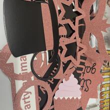 30pcs/Set Paper Photobooth Prop, Creative Glass & Hat Design Photo Booth Accessory For Party,Christmas