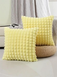 1 Đồng Màu Sang Trọng Đệm Mà Không Cần Chất Độn, Hiện Đại Flannelette Trang Trí Ném Gối Cho Gia Đình - Màu vàng - Xem 1