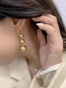 Fashionable Ball Drop Earrings For Women For Daily Decoration - Gold - View 4