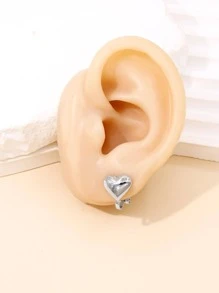 Còng tai trang trí trái tim - Bạc - Xem 2