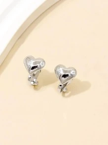 Còng tai trang trí trái tim - Bạc - Xem 3