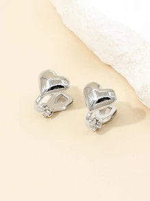 Còng tai trang trí trái tim - Bạc - Xem 1