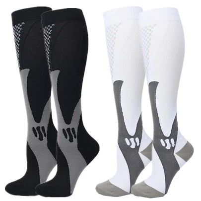 运动户外 2 双拼色运动压缩涤纶袜子