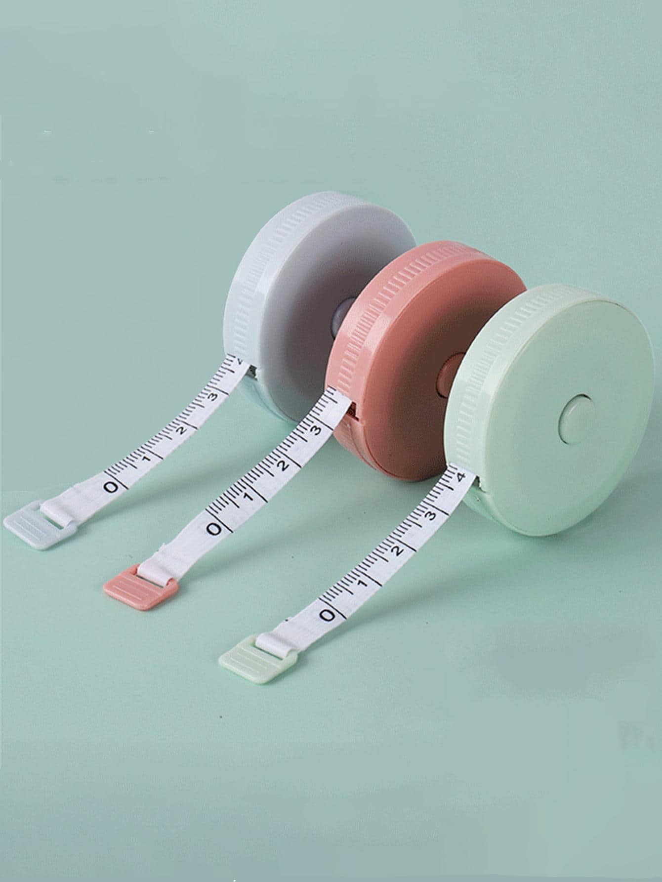 1pc 1.5m Mini Retractable Tape Measure Automatic Flexible Body Measurement - Mint Blue - View 1