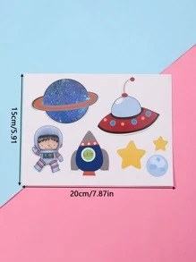 1 set papel pastel creativo astronauta & diseño del planeta Decoración superior detorta para fiesta Decoración de pasteles - Multicolor - Ver 2