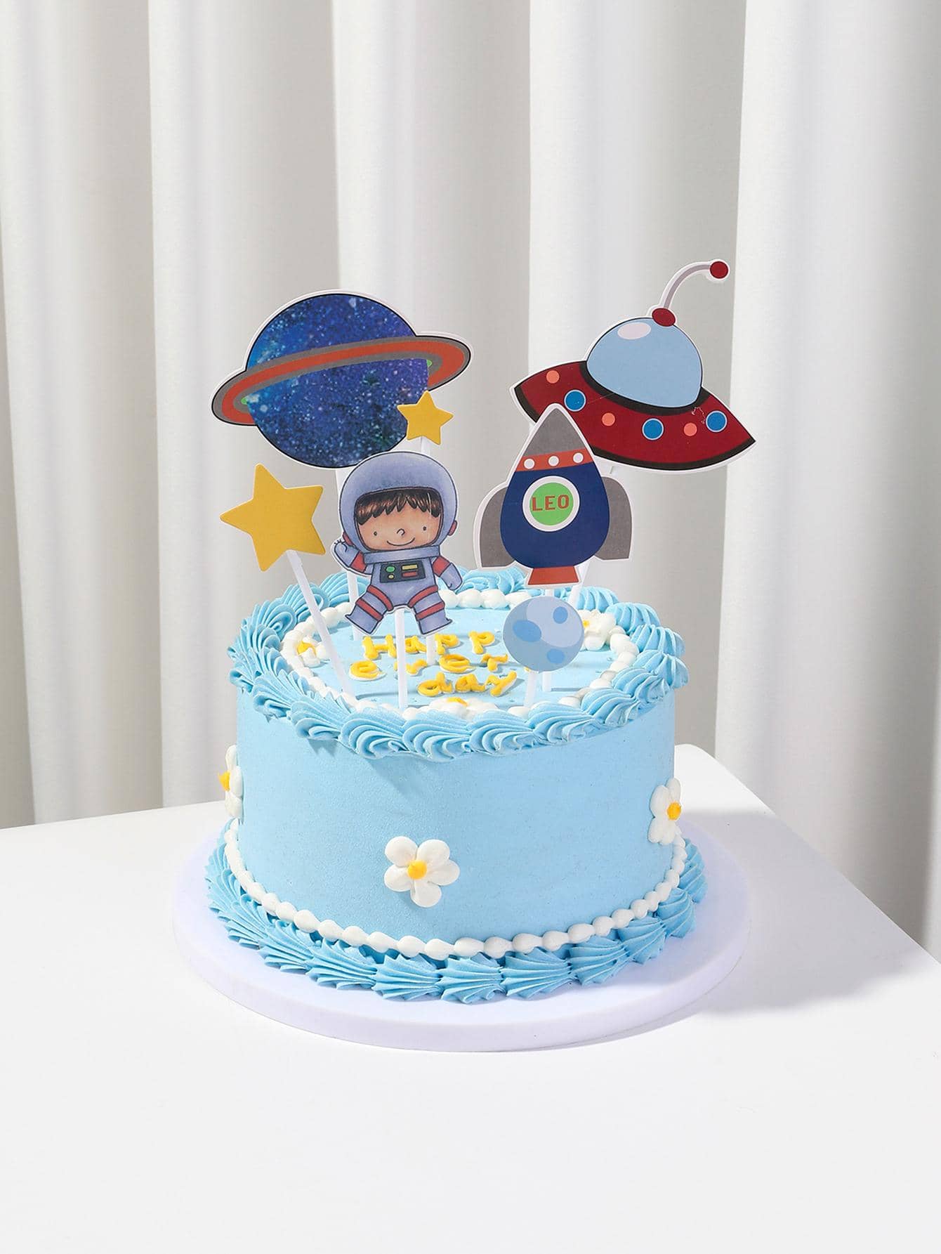 1 set papel pastel creativo astronauta & diseño del planeta Decoración superior detorta para fiesta Decoración de pasteles - Multicolor - Ver 1