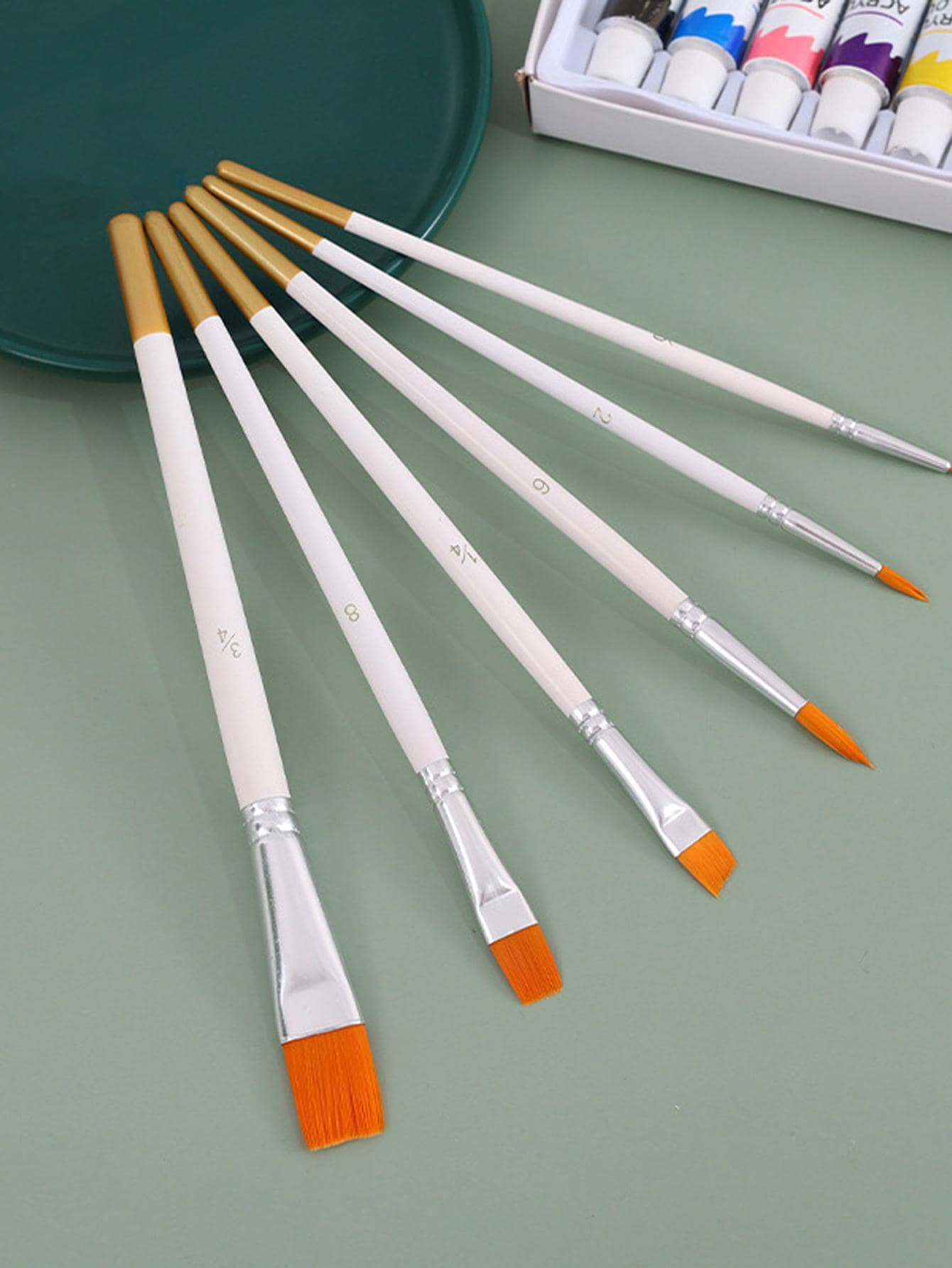 6入組/套雙色調畫筆專業多用途油畫畫筆用於精細細節、藝術繪畫 - 彩色 - 查看 1