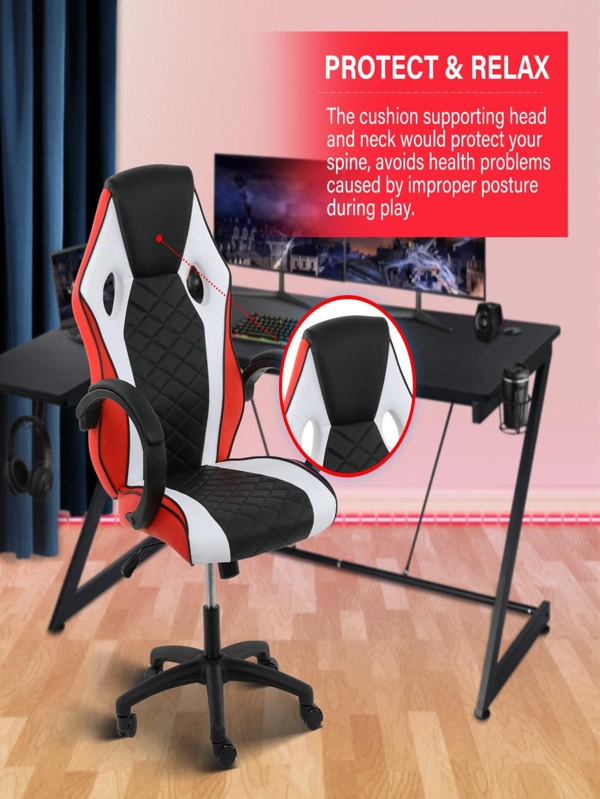 Homeika YSSOA Gaming Office High Back Computer Ergonomic Adjustable Swivel Chair; Black/White
