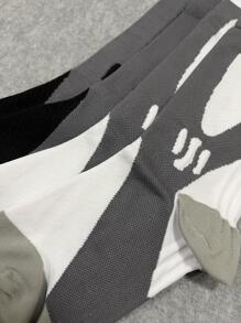 Sports Outdoor 2pairs Color Block Sports Compression Polyester Socks - Black and White - View 3