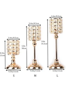 1pc 3 Sizes Gold Crystal Candle Holder, Tea Light Candlestick Holders Centerpiece For Wedding Table Fireplace Party Home Decor - Gold - View 5