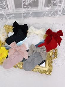 Baby Mädchen 5 Paar Socken mit Schleife Dekor, für Alltag