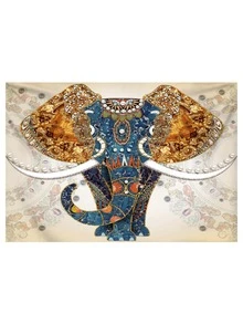 1pc Elephant Print Tapestry, Modern Flannelette Tapestry Poster Wall Hanging For Bedroom Aesthetic - Blue - View 4