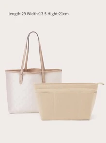 Inserto organizador de cartera para bolsos, organizador de cartera de fieltro para bolso, organizador de bolsa de mano, inserto de modelador de bolso con cremalleras, engrose y portátil con la bolsa de mano para MM, Central City33 y Saint Louis. Apto para su uso como revestimiento de una bolsa con asas o como inserto de bolsa. - Beis - Ver 2