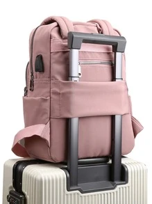 時尚耐用USB後背包女士防小偷學校旅行背包電腦包帶側充電端口書包書包戶外USB端口,筆記本電腦格,防水,便攜休閒後背包適用於外出,旅行包馬卡龍顏色後背包,大容量時尚後背包,簡約風學院風後背包