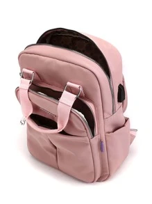 時尚耐用USB後背包女士防小偷學校旅行背包電腦包帶側充電端口書包書包戶外USB端口,筆記本電腦格,防水,便攜休閒後背包適用於外出,旅行包馬卡龍顏色後背包,大容量時尚後背包,簡約風學院風後背包