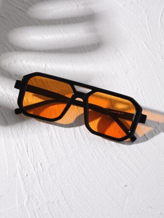 1 pieza/2 piezas/3 piezas Gafas de mujer con montura rectangular de doble puente, accesorios de moda para la playa. a juego para outfits de mujer de entretiempo, negocios casuales, regalos para vacaciones de verano en la playa, exteriores, viajes. Estilo casual con montura grande de aviador para eventos casuales, vuelta al colegio