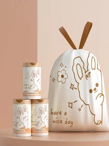 1卷抽繩設計抽繩垃圾袋 - 無色 - 查看 7