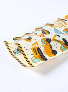 100入組/套PE禮品袋卡通可愛挖掘機圖案派對禮品袋 - 黃色 - 查看 3