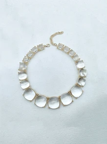 1 vòng cổ trang trí hình vuông Polyresin thời trang cho phụ nữ để trang trí hàng ngày - Trong sáng - Xem 1